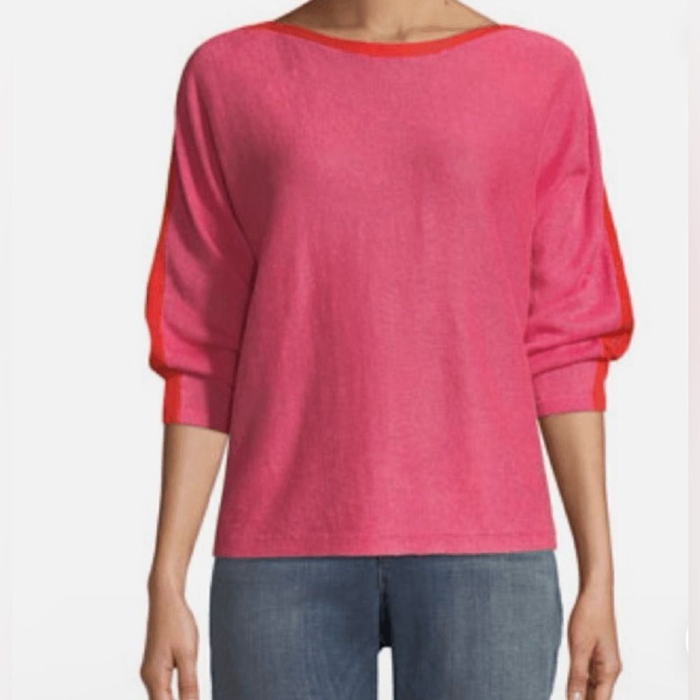Eileen Fisher Color Block Linen Sweater - Picture 2 of 7
